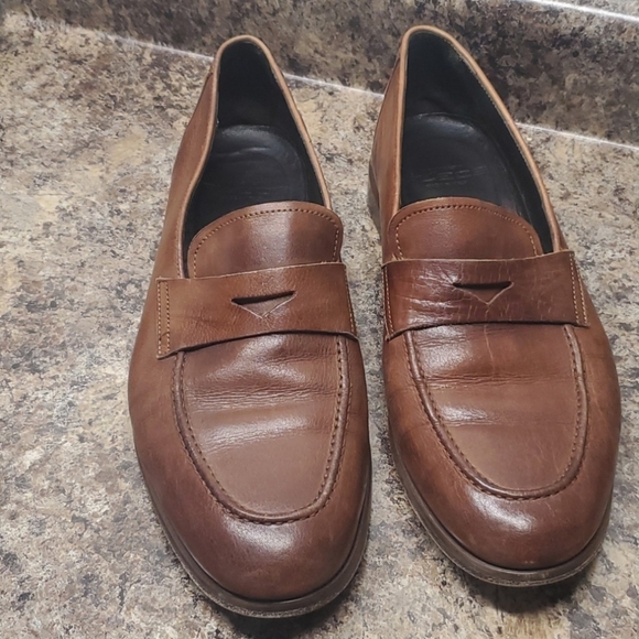 Flecs Brown Leather Inglese Loafers Shoes Size 42 EUR Made In Italy